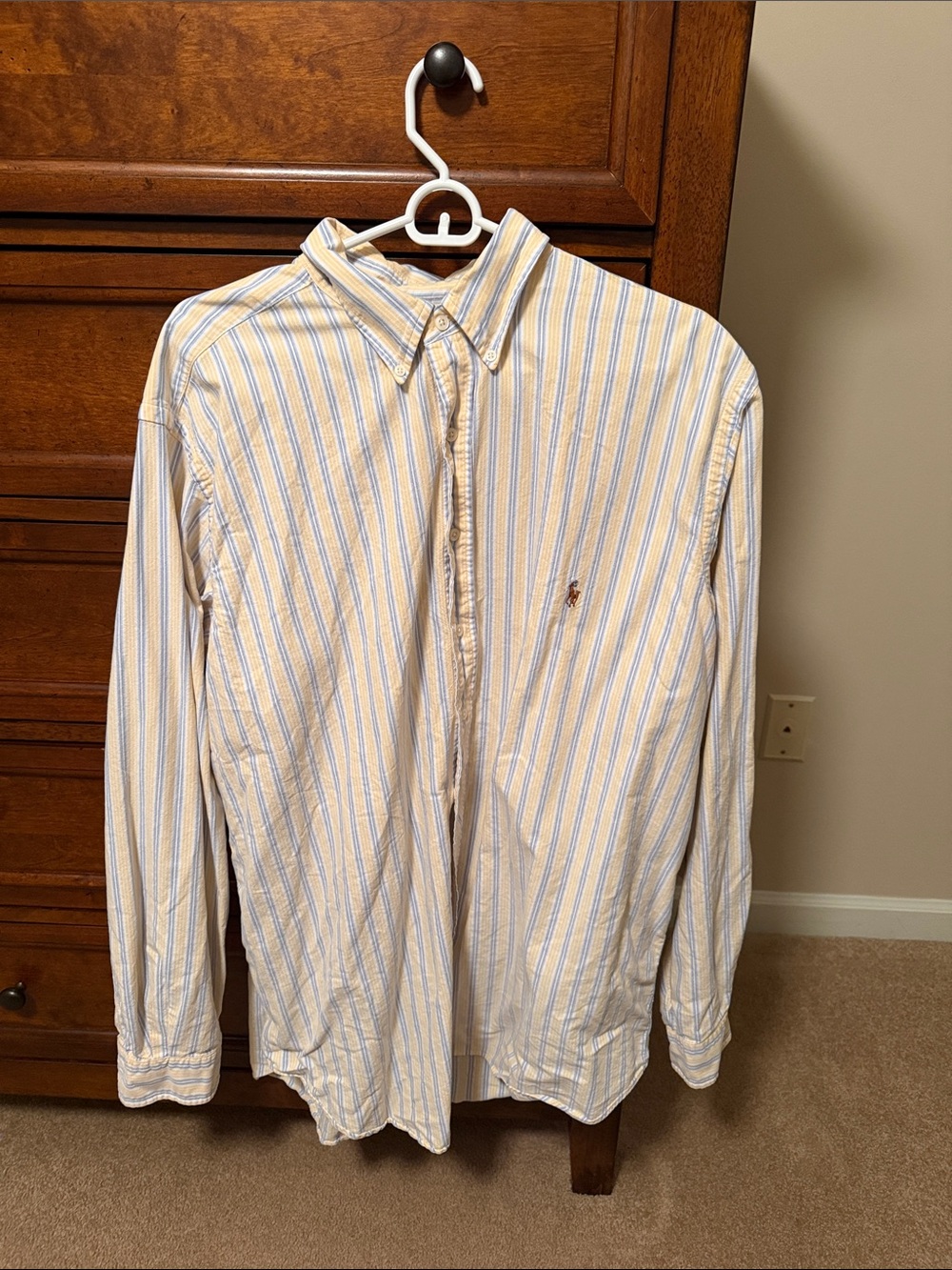 Ralph Lauren Button-Down Stripe Dress Shirt in Yellow and Blue